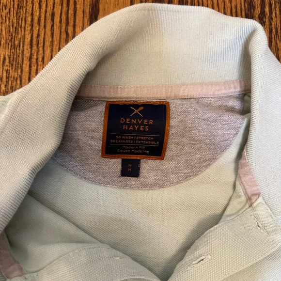 Denver Hayes Modern Fit Stretch Polo Sz M Mint Green - Picture 2 of 4